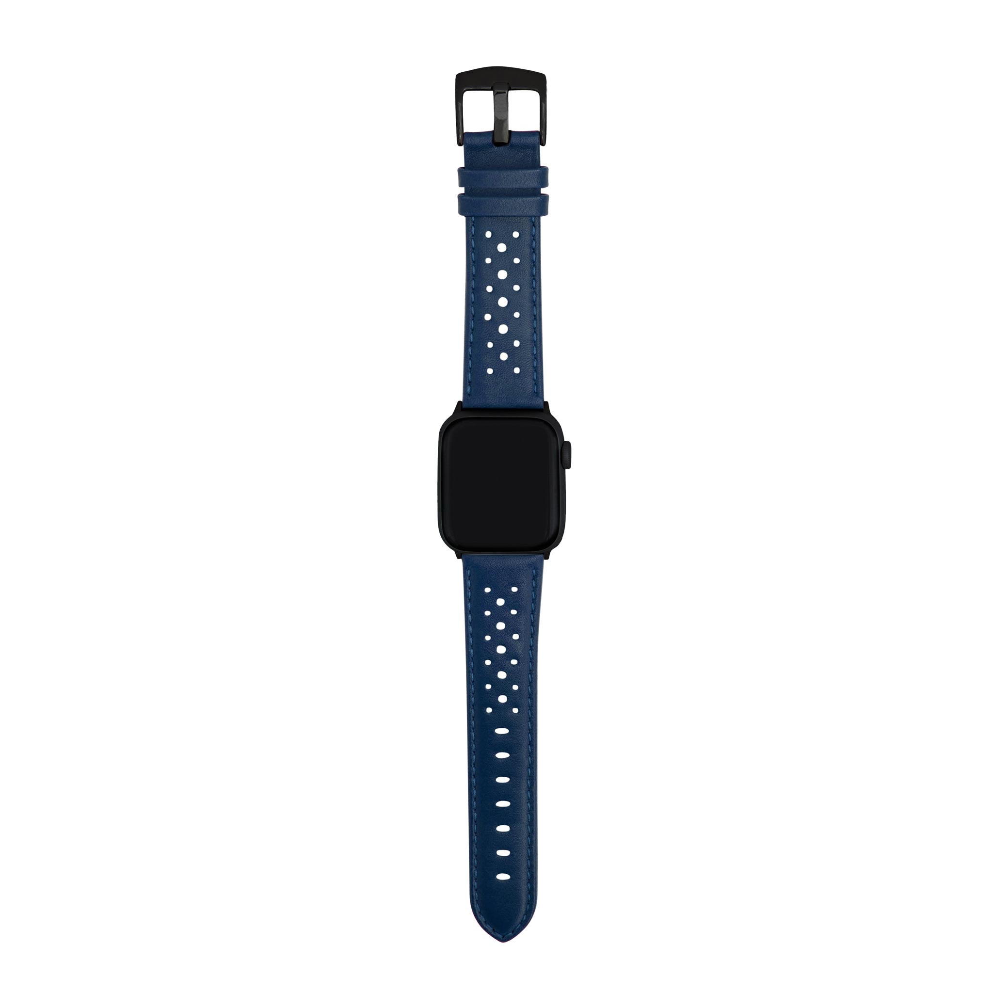 Bandini Leather Rally Racing Watch Band for Apple Watch - Black Buckle