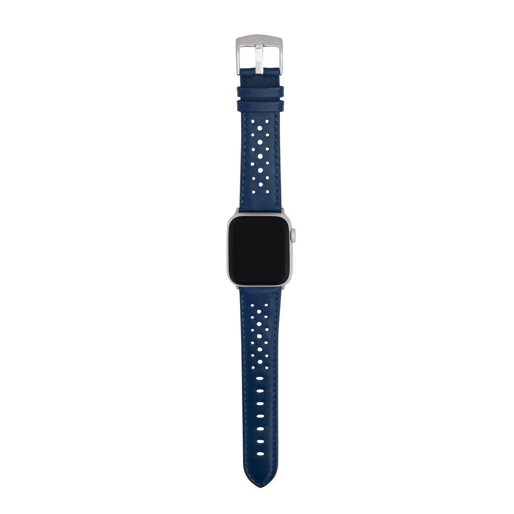 Bandini Leather Rally Racing Watch Band for Apple Watch - Silver Buckle