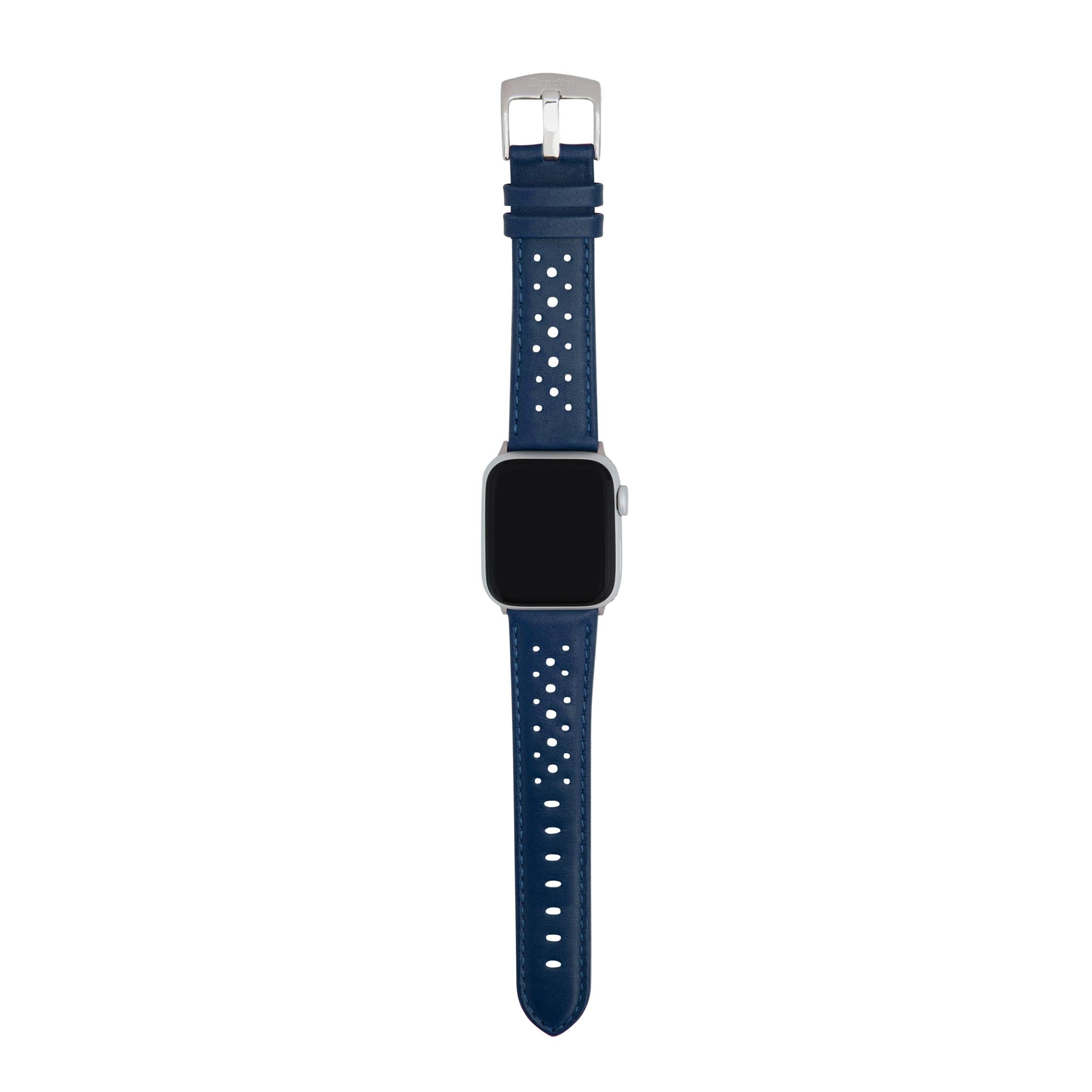 Bandini Leather Rally Racing Watch Band for Apple Watch - Silver Buckle