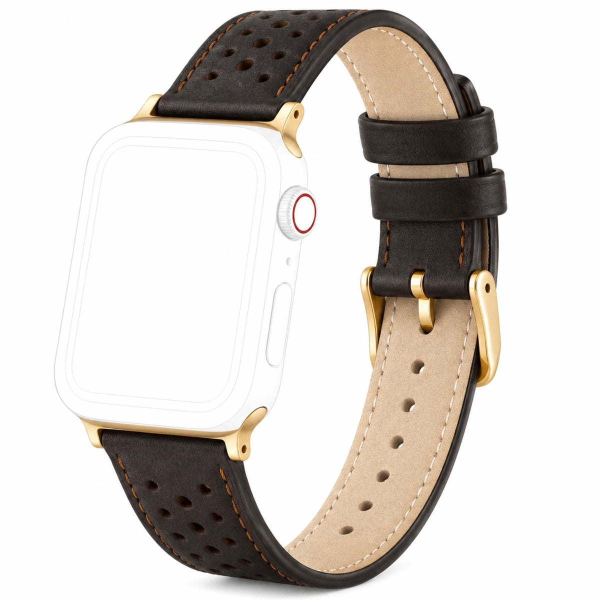Bandini Leather Rally Racing Watch Band for Apple Watch - Gold Buckle