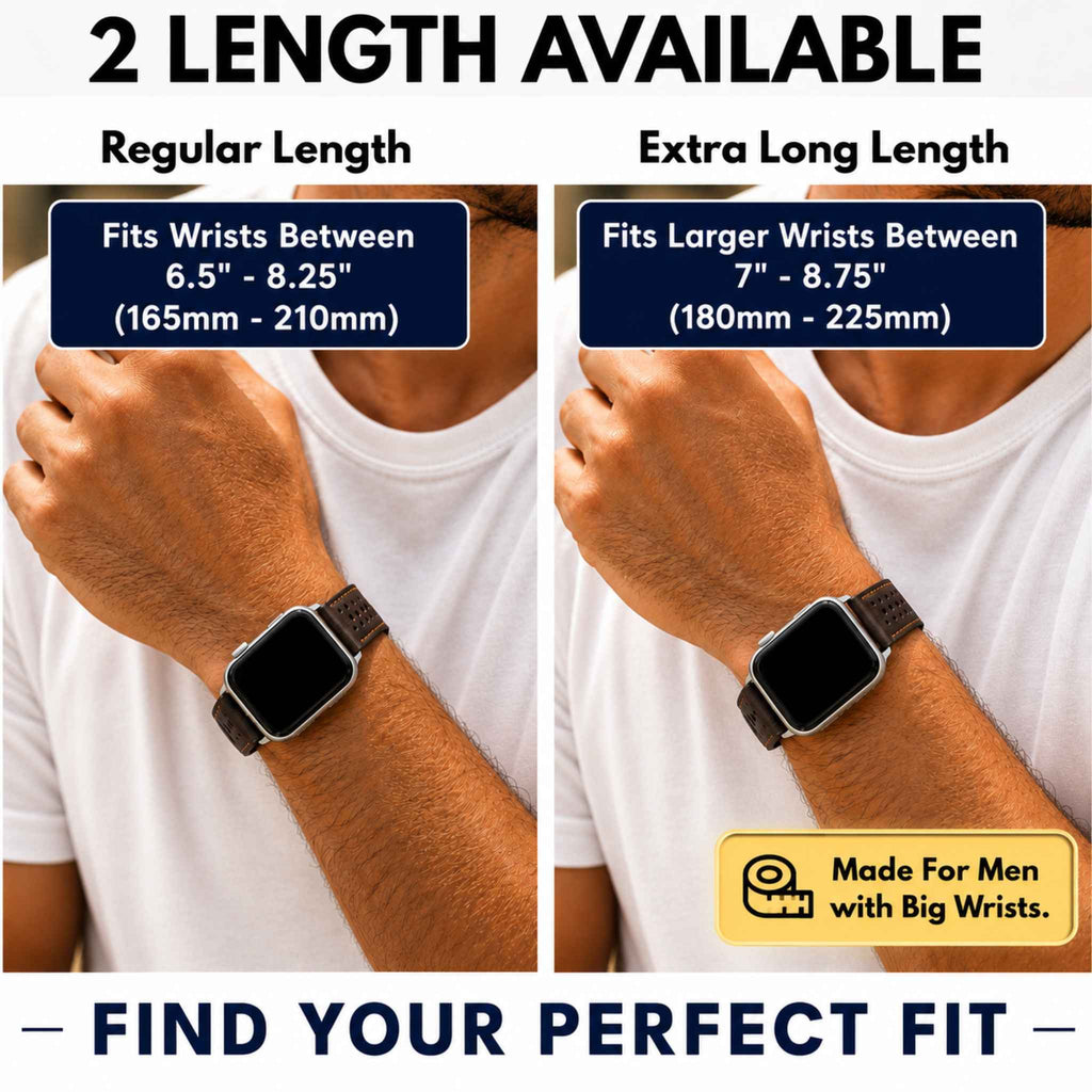 Leather Rally Strap for Apple Watch, Perforated Racing Band – Standard & Extra Long
