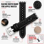 Bandini Leather Rally Racing Watch Band for Apple Watch - Silver Buckle