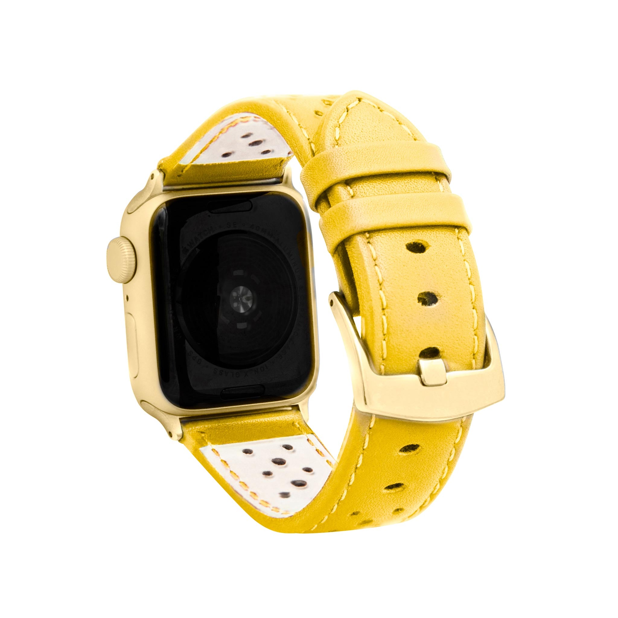 Bandini Leather Rally Racing Watch Band for Apple Watch - Gold Buckle