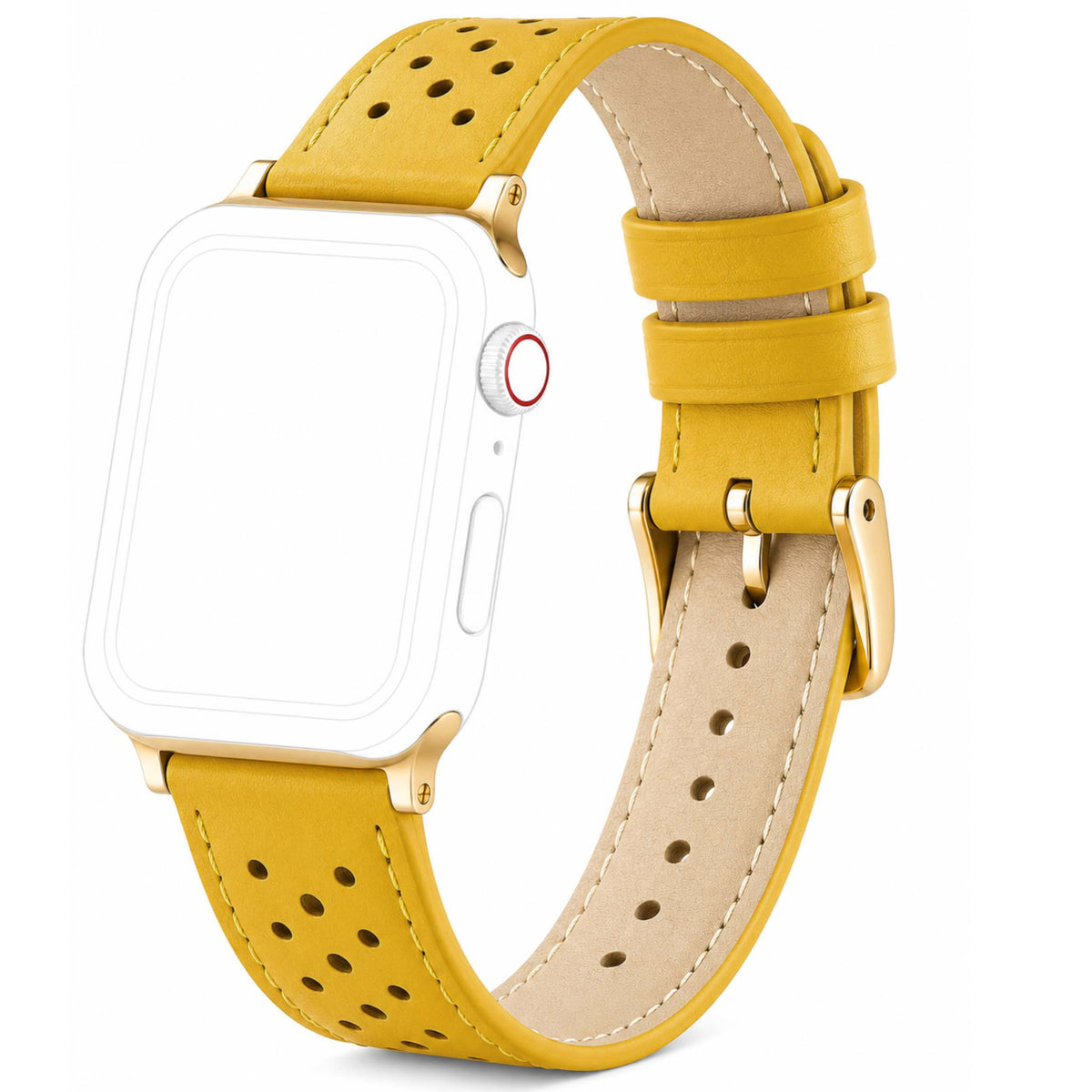 Bandini Leather Rally Racing Watch Band for Apple Watch - Gold Buckle