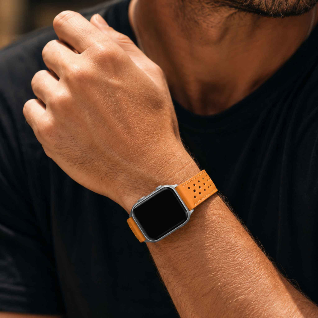 Leather Rally Strap for Apple Watch, Perforated Racing Band – Standard & Extra Long