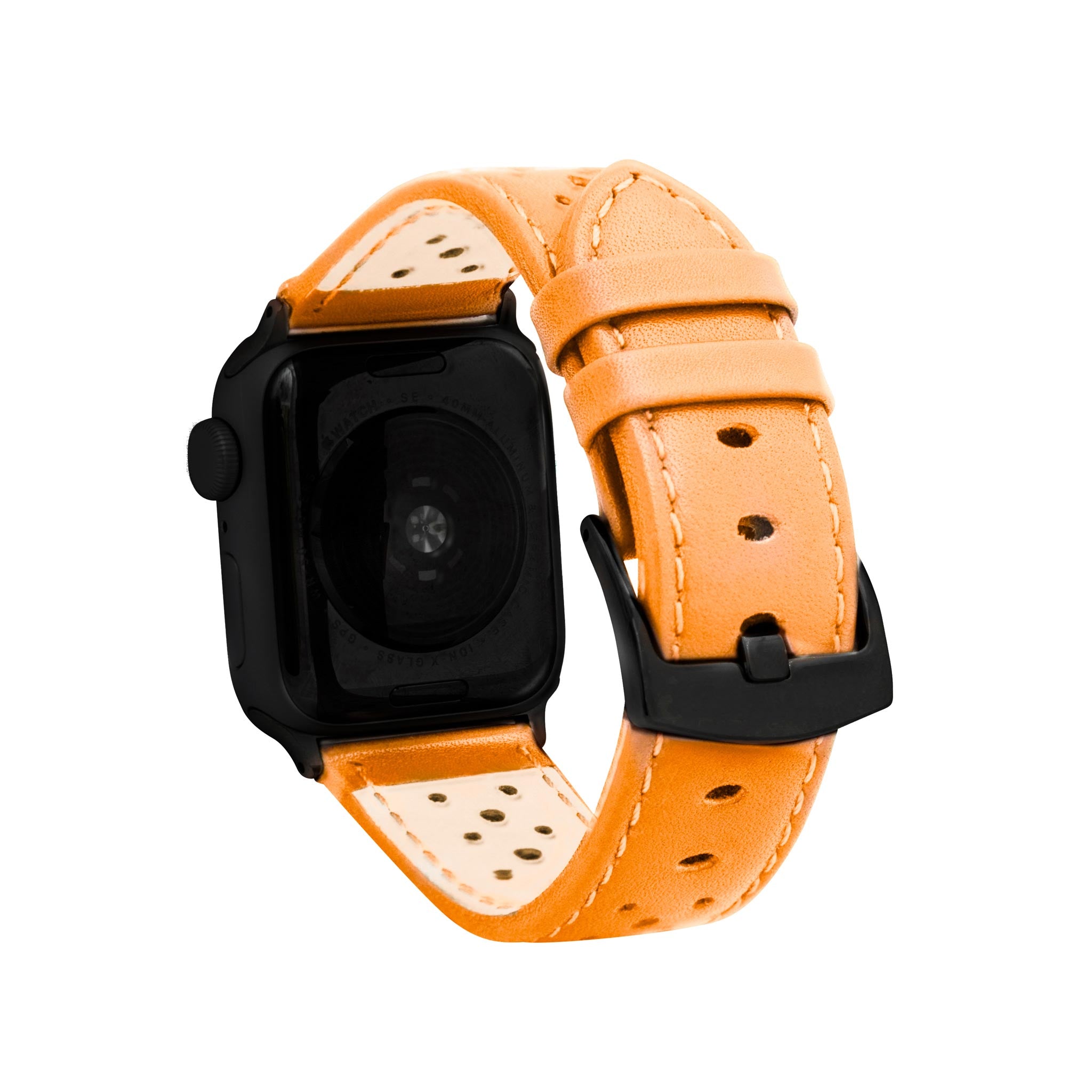 Bandini Leather Rally Racing Watch Band for Apple Watch - Black Buckle