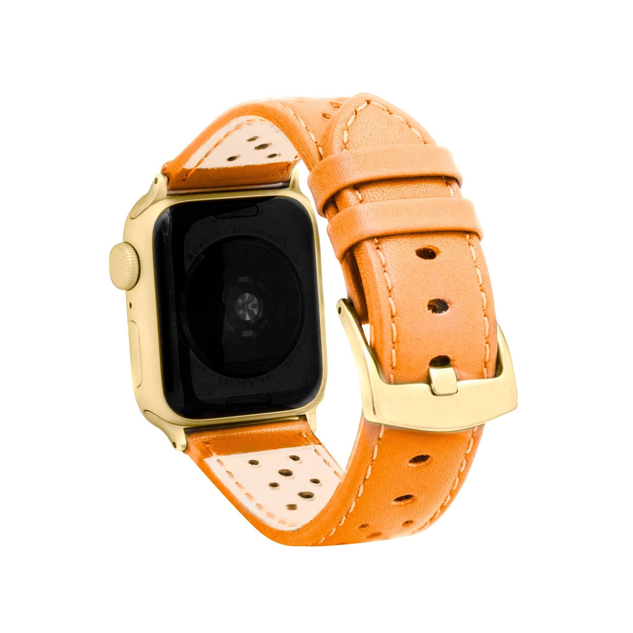 Bandini Leather Rally Racing Watch Band for Apple Watch - Gold Buckle