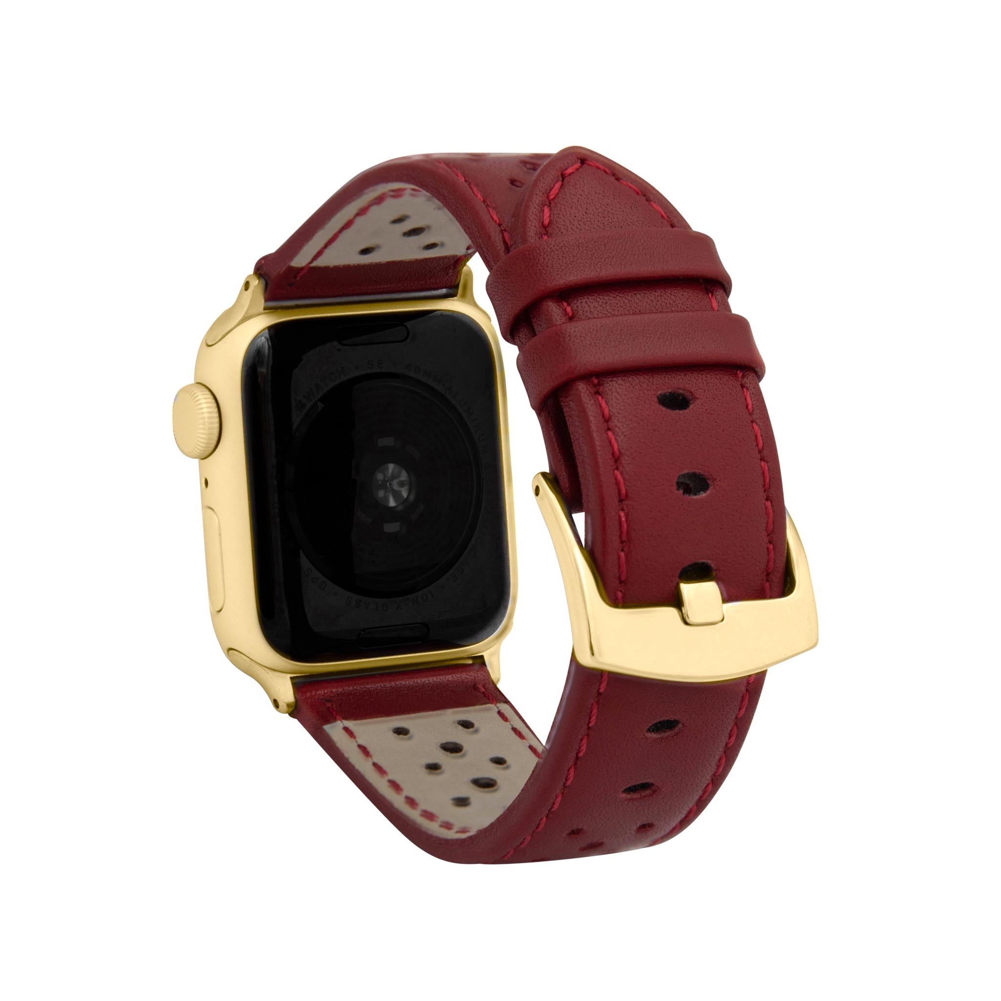 Bandini Leather Rally Racing Watch Band for Apple Watch - Gold Buckle