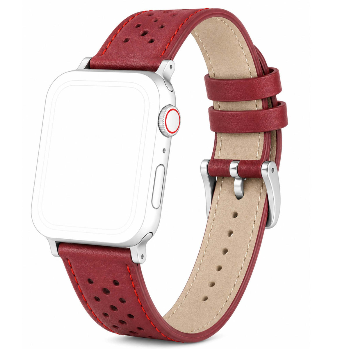 Bandini Leather Rally Racing Watch Band for Apple Watch - Silver Buckle