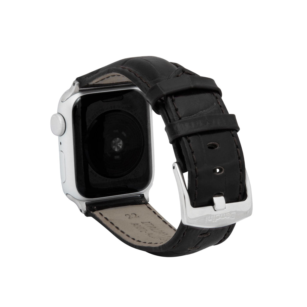 Bandini Mens Leather Watch Band for Apple Watch - Alligator Pattern