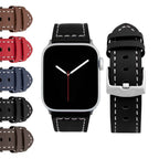 Bandini Leather Aviator Watch Band for Apple Watch - White Stitch