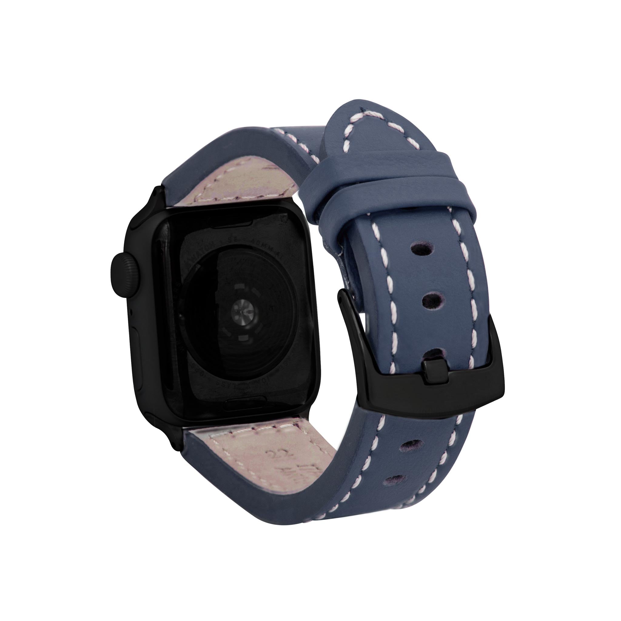 Bandini Leather Aviator Watch Band for Apple Watch - White Stitch