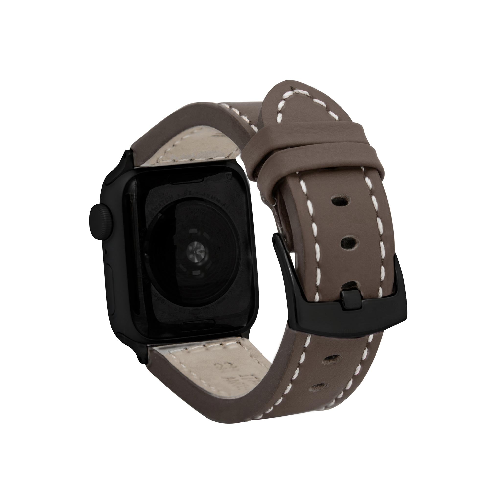 Bandini Leather Aviator Watch Band for Apple Watch - White Stitch