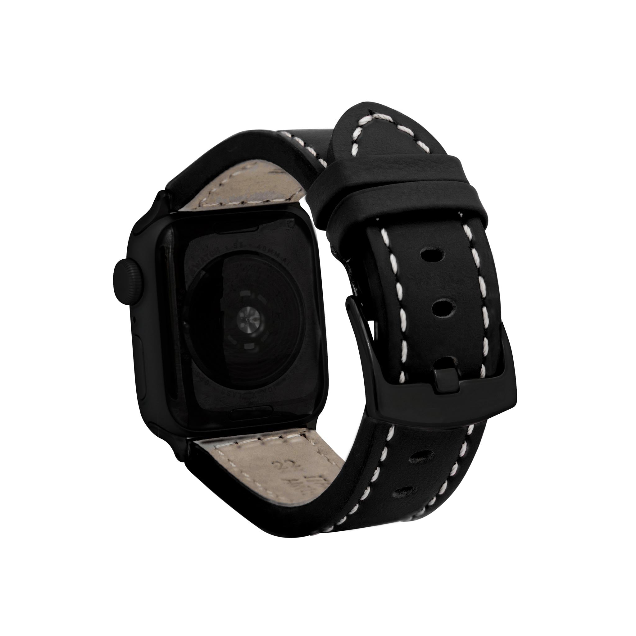 Bandini Leather Aviator Watch Band for Apple Watch - White Stitch