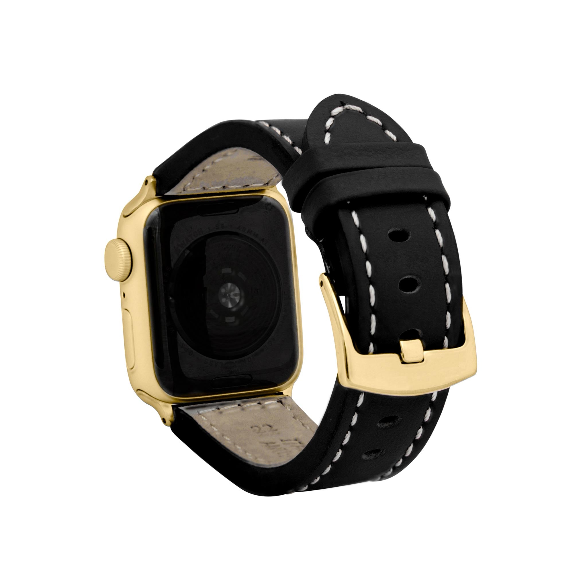 Bandini Leather Aviator Watch Band for Apple Watch - White Stitch