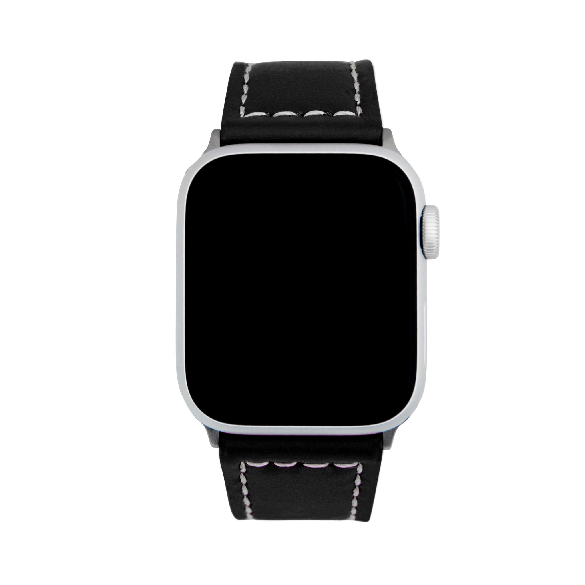 Bandini Leather Aviator Watch Band for Apple Watch - White Stitch
