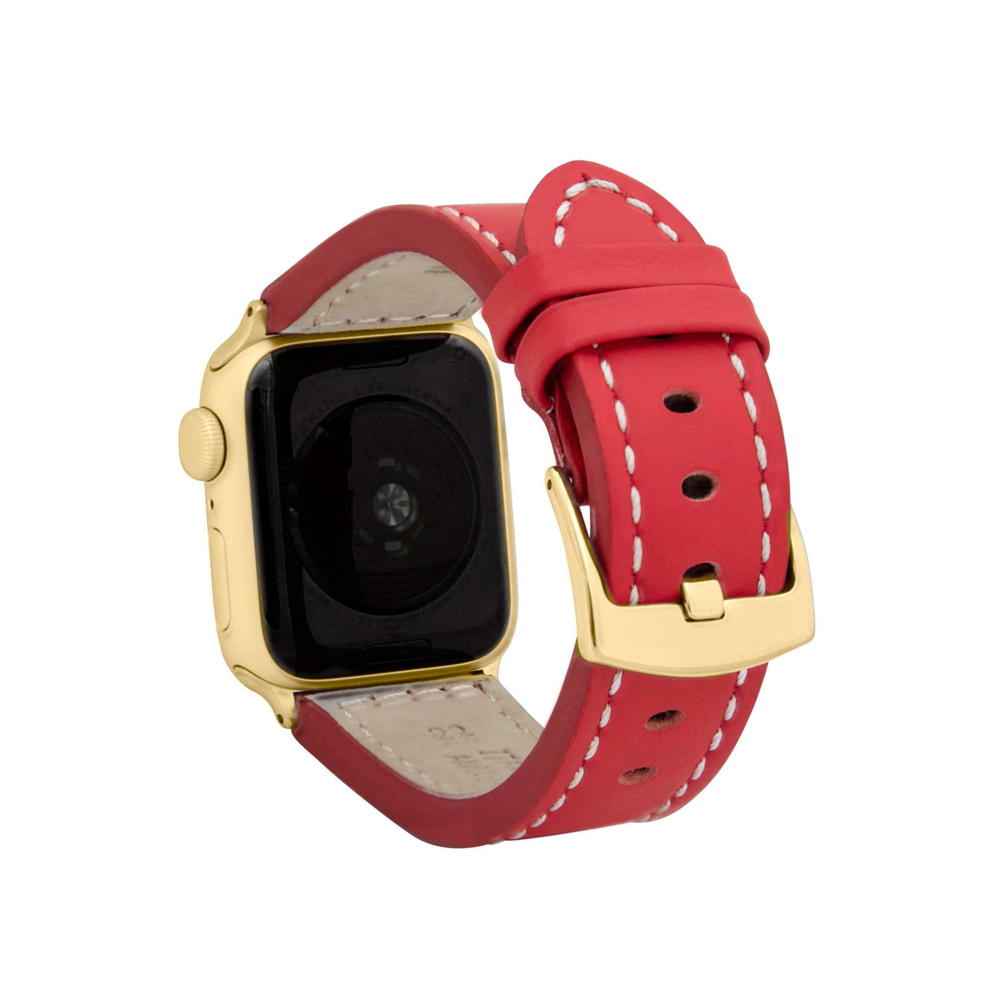 Bandini Leather Aviator Watch Band for Apple Watch - White Stitch