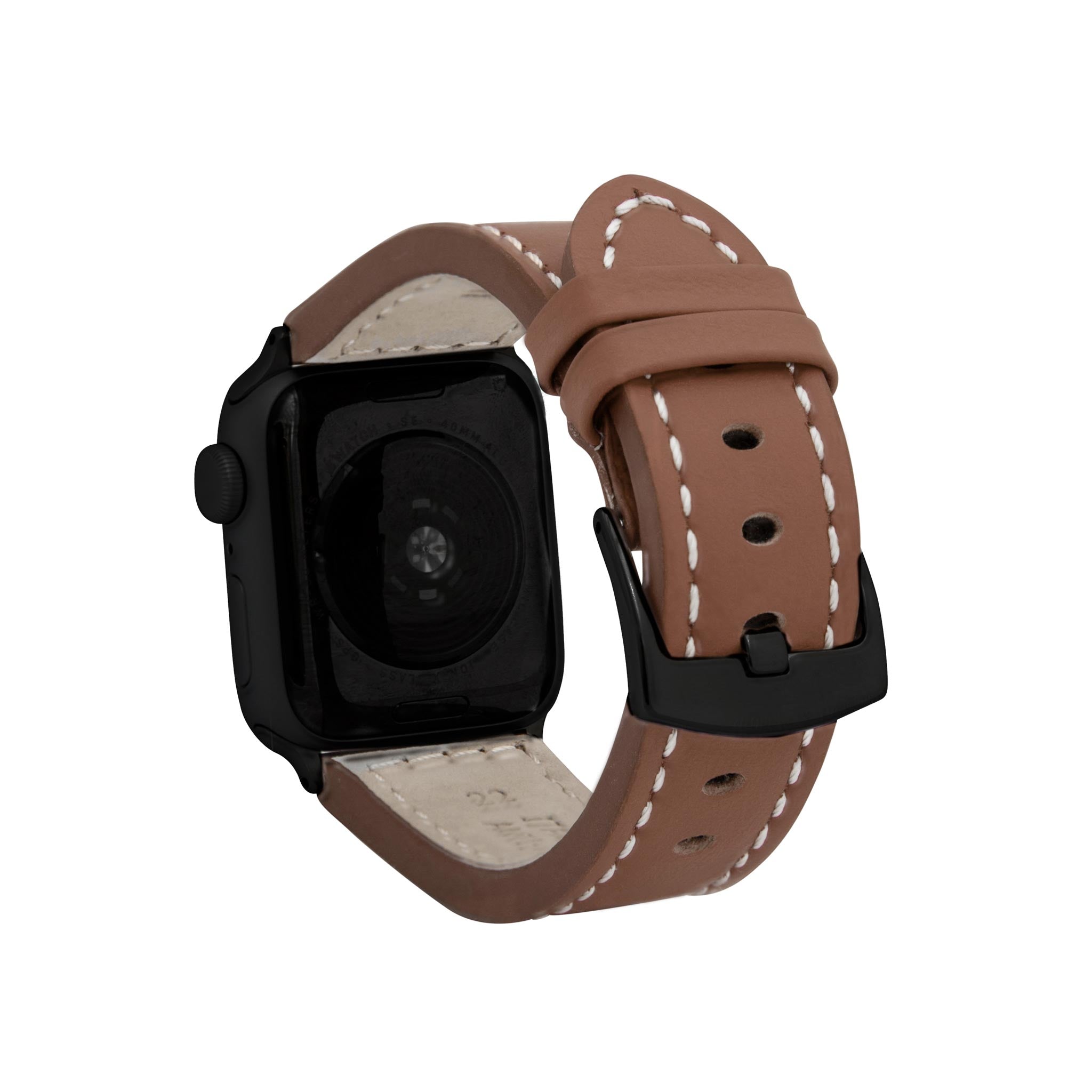 Bandini Leather Aviator Watch Band for Apple Watch - White Stitch