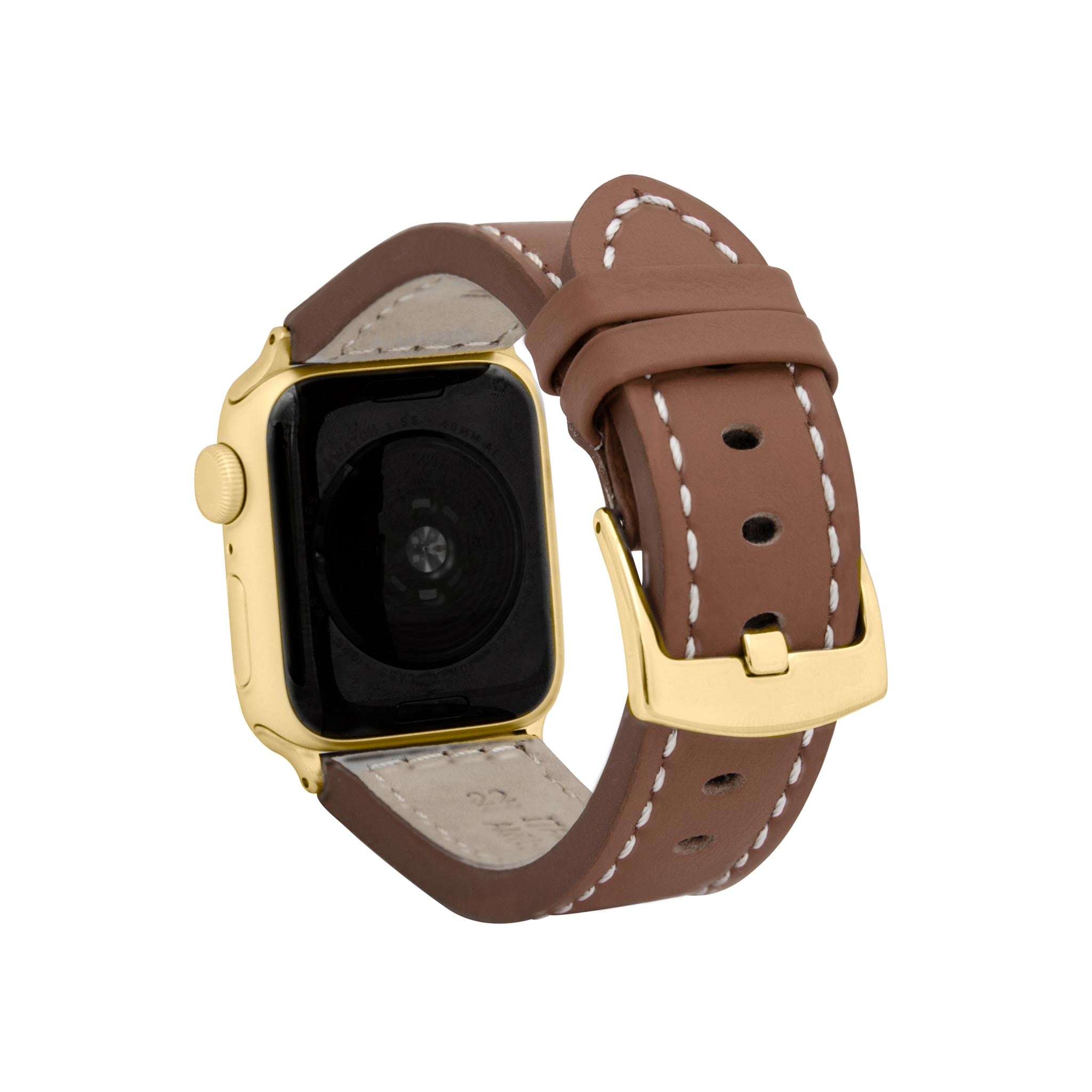 Bandini Leather Aviator Watch Band for Apple Watch - White Stitch