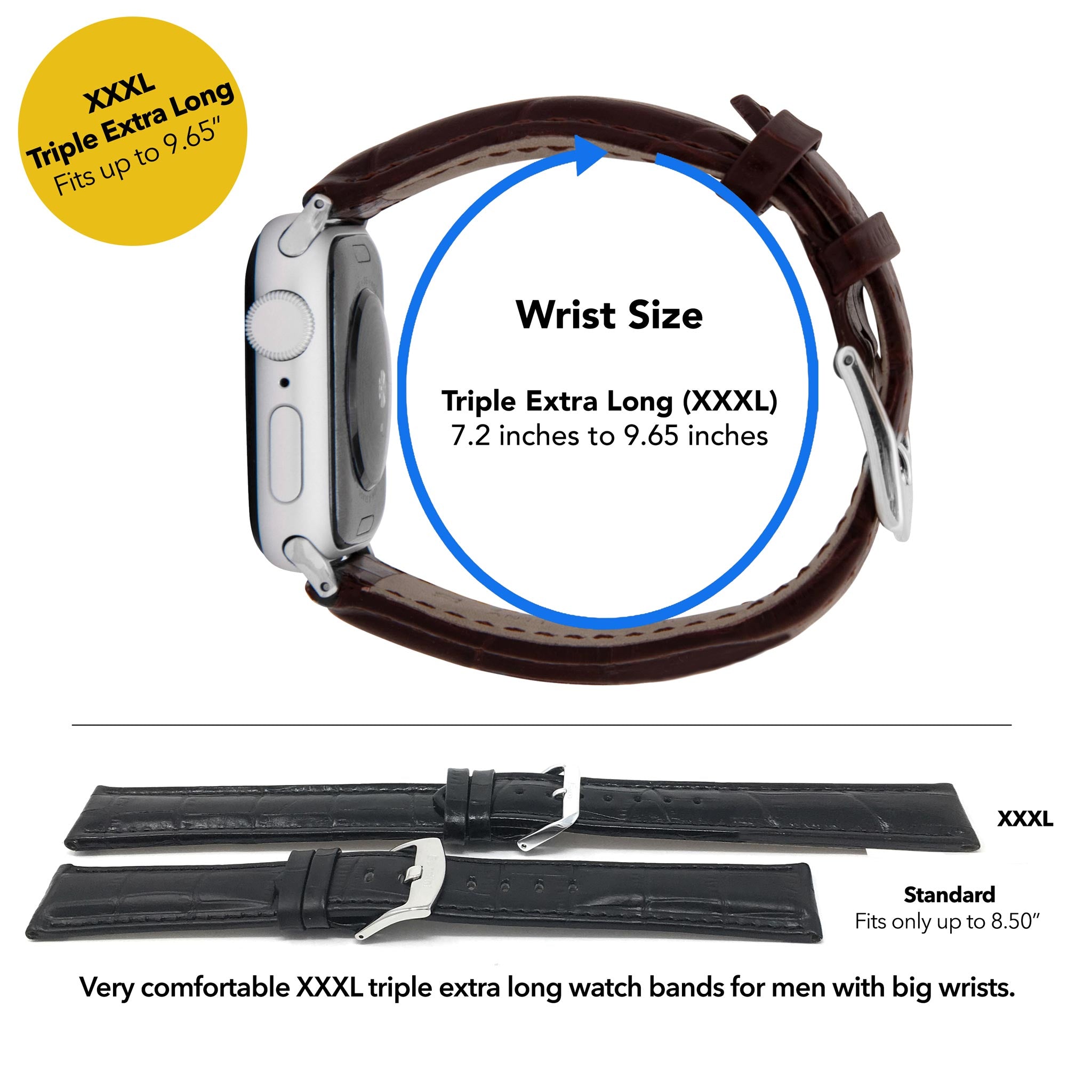 Bandini Triple Extra Long XXXL Leather Watch Band for Apple Watch