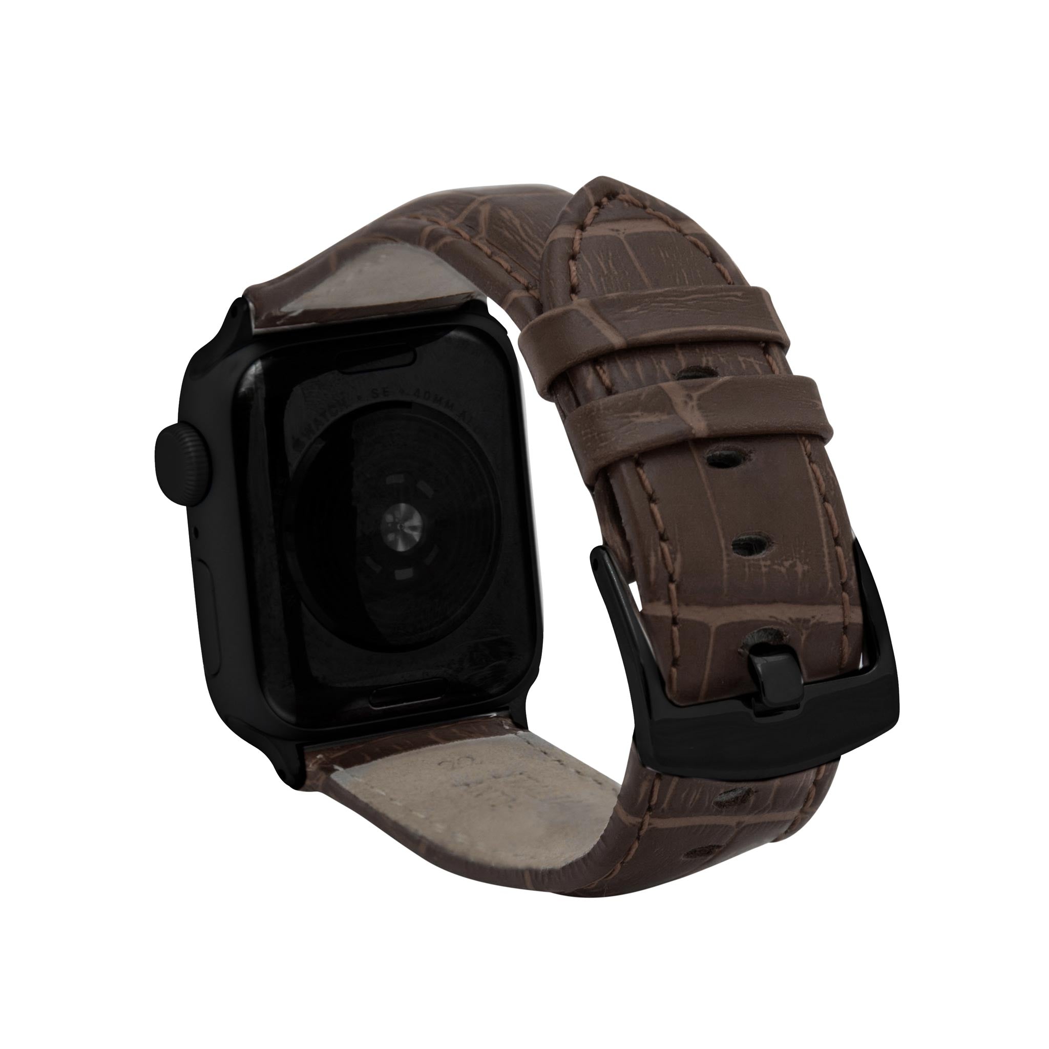 Bandini Mens Classic Leather Watch Band for Apple Watch - Alligator Pattern