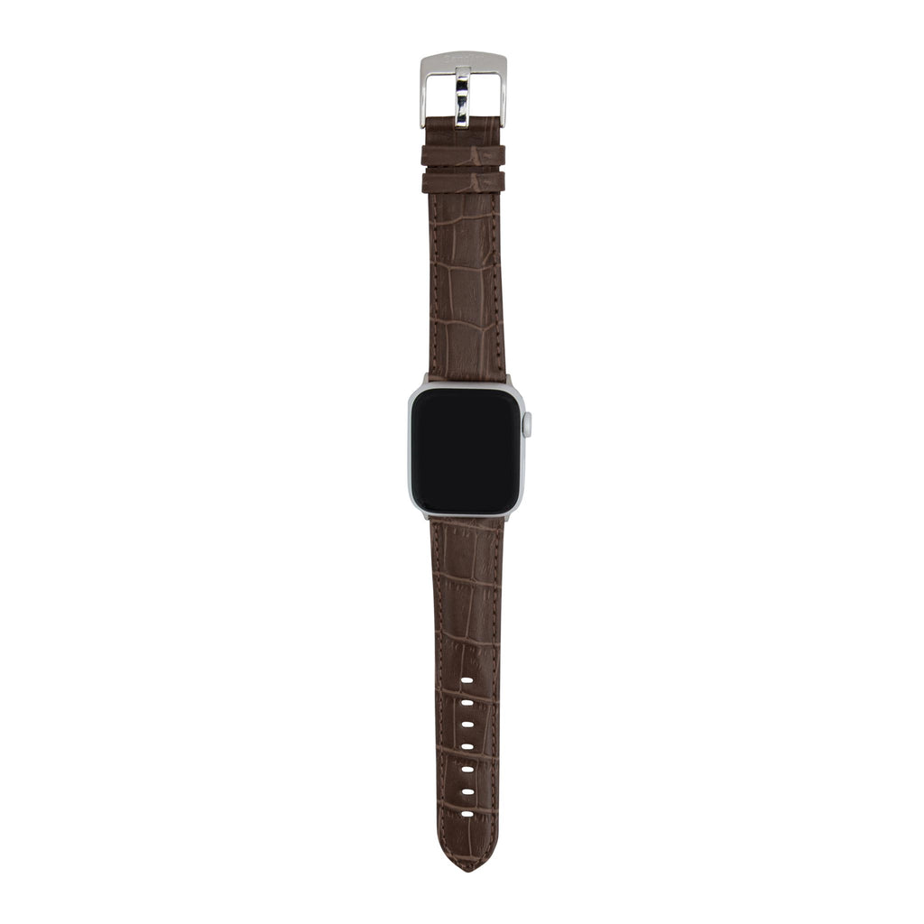 Bandini Mens Classic Leather Watch Band for Apple Watch - Alligator Pattern