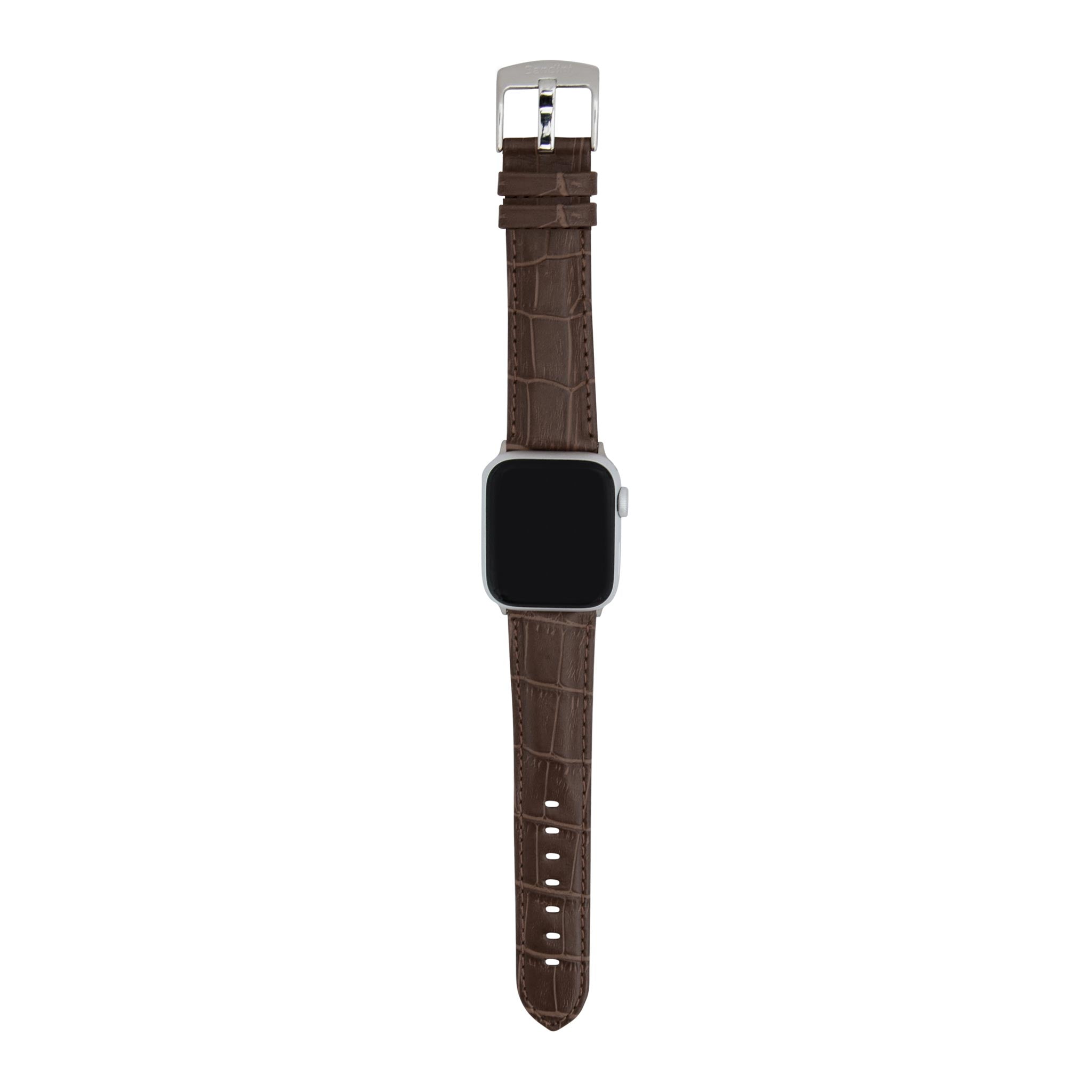 Bandini Mens Classic Leather Watch Band for Apple Watch - Alligator Pattern