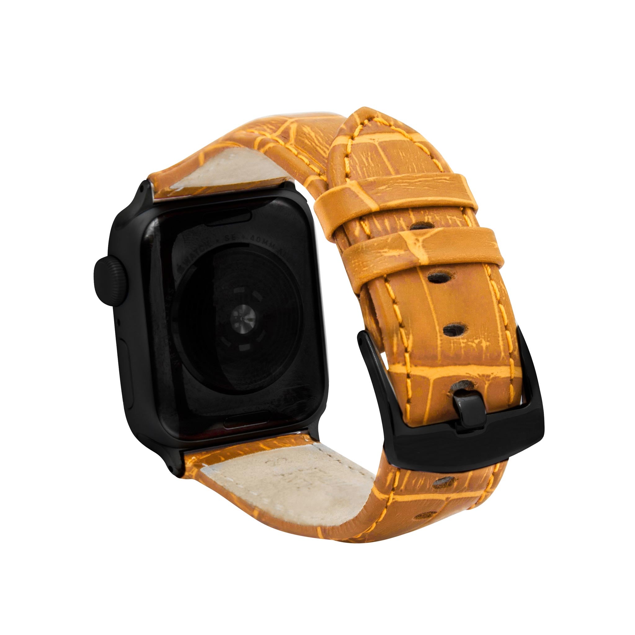 Bandini Mens Classic Leather Watch Band for Apple Watch - Alligator Pattern