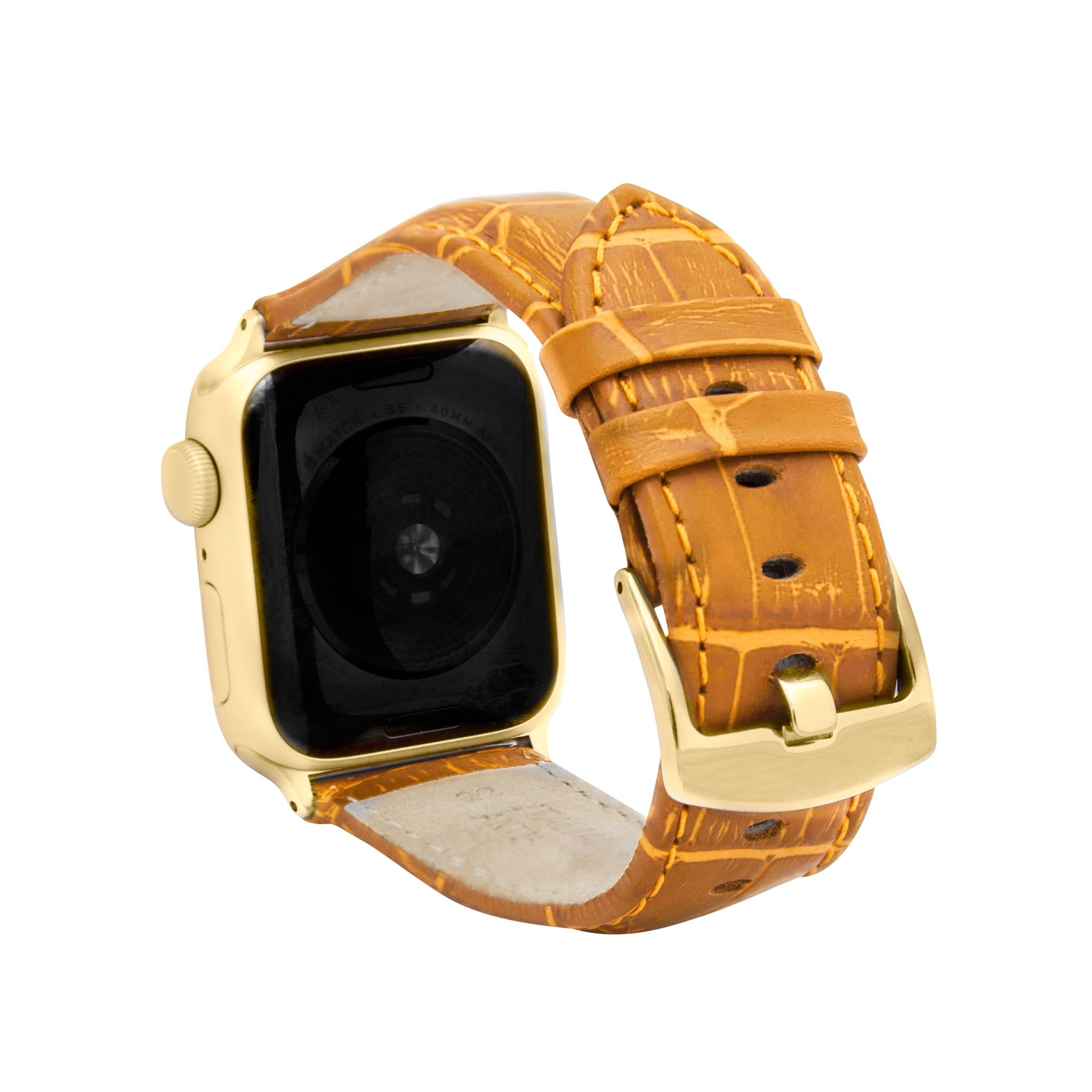 Bandini Mens Classic Leather Watch Band for Apple Watch - Alligator Pattern