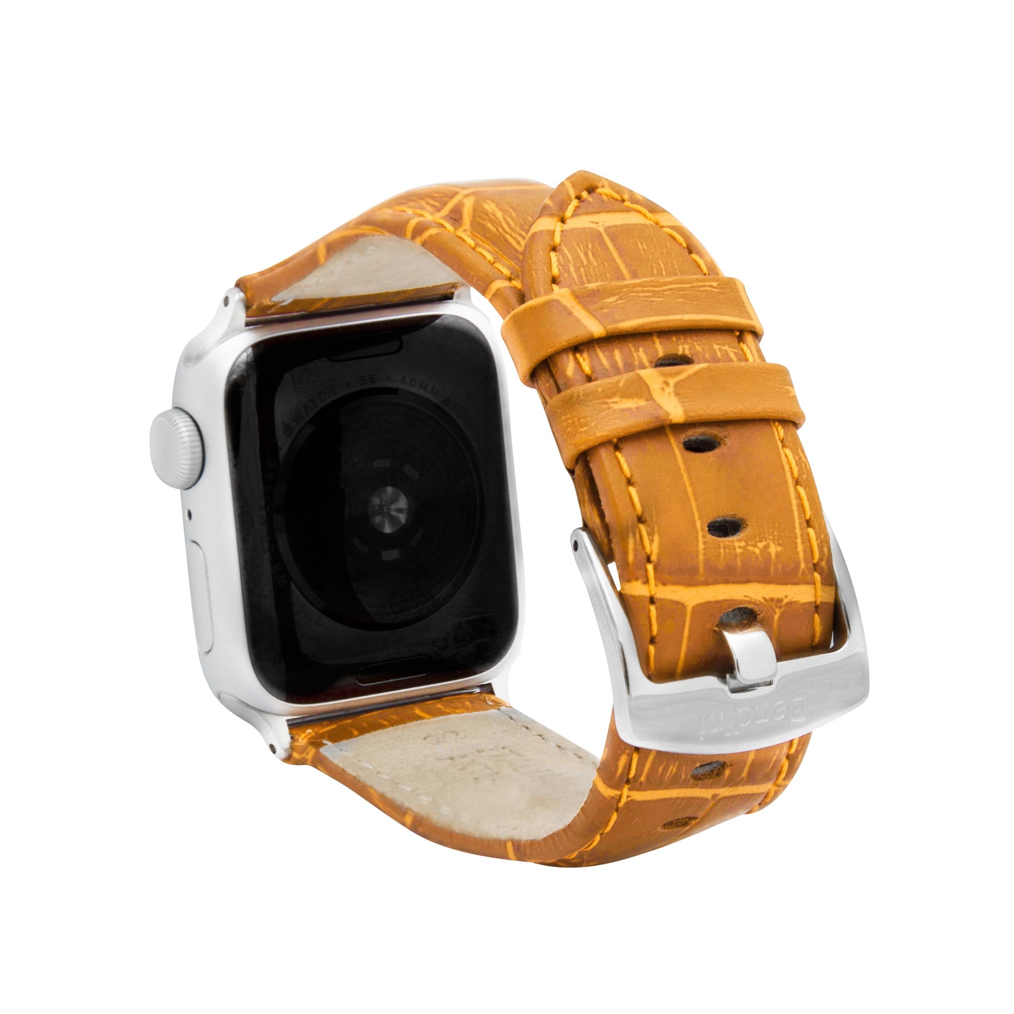 Bandini Mens Classic Leather Watch Band for Apple Watch - Alligator Pattern