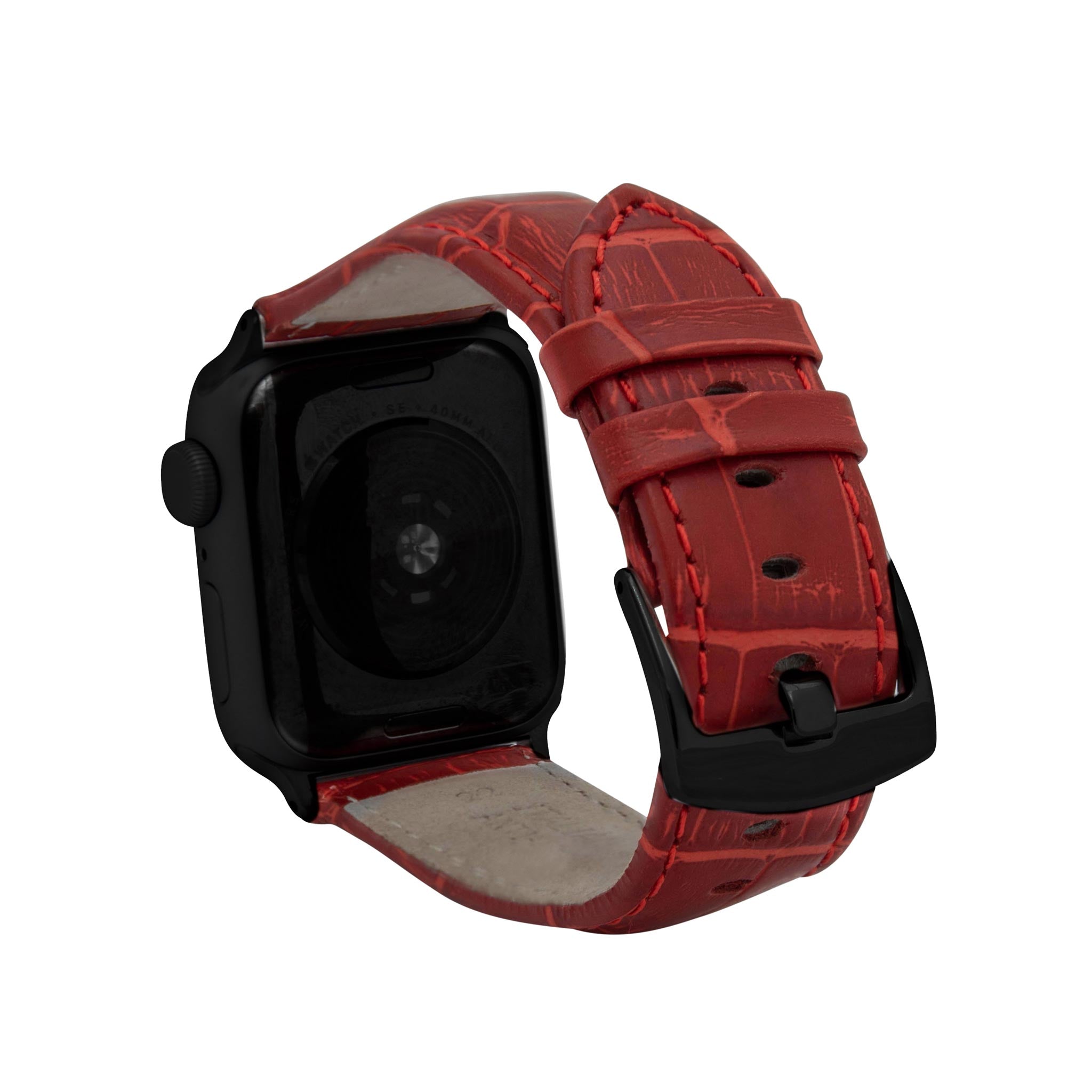 Bandini Mens Classic Leather Watch Band for Apple Watch - Alligator Pattern