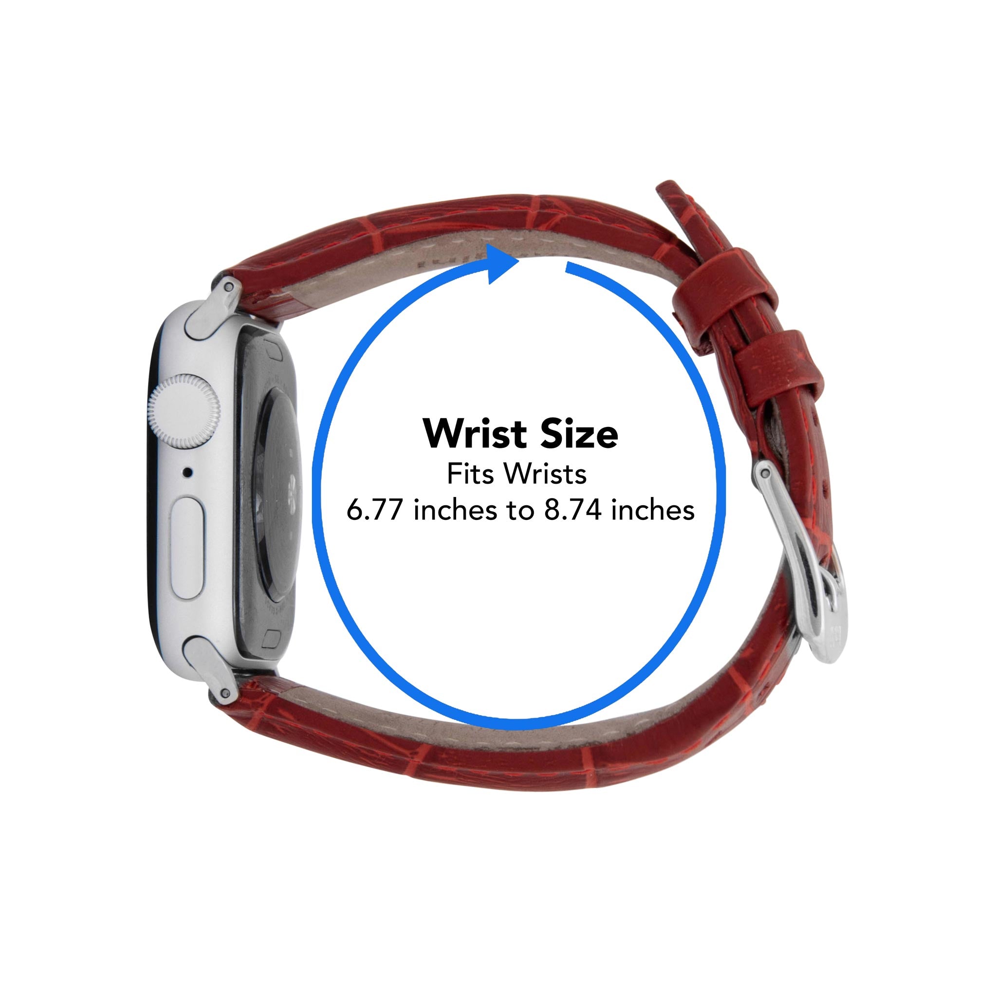 Bandini Mens Classic Leather Watch Band for Apple Watch - Alligator Pattern