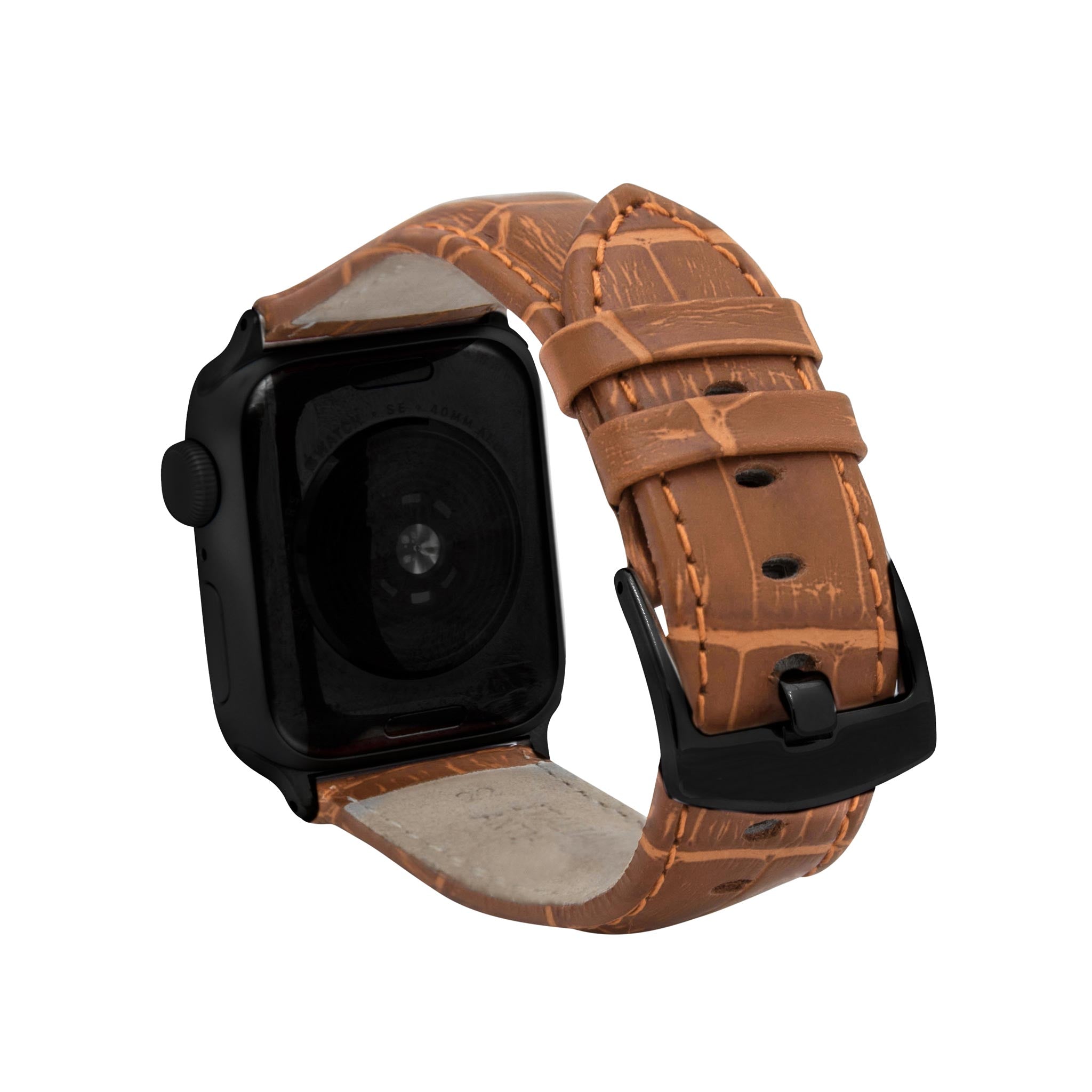 Bandini Mens Classic Leather Watch Band for Apple Watch - Alligator Pattern