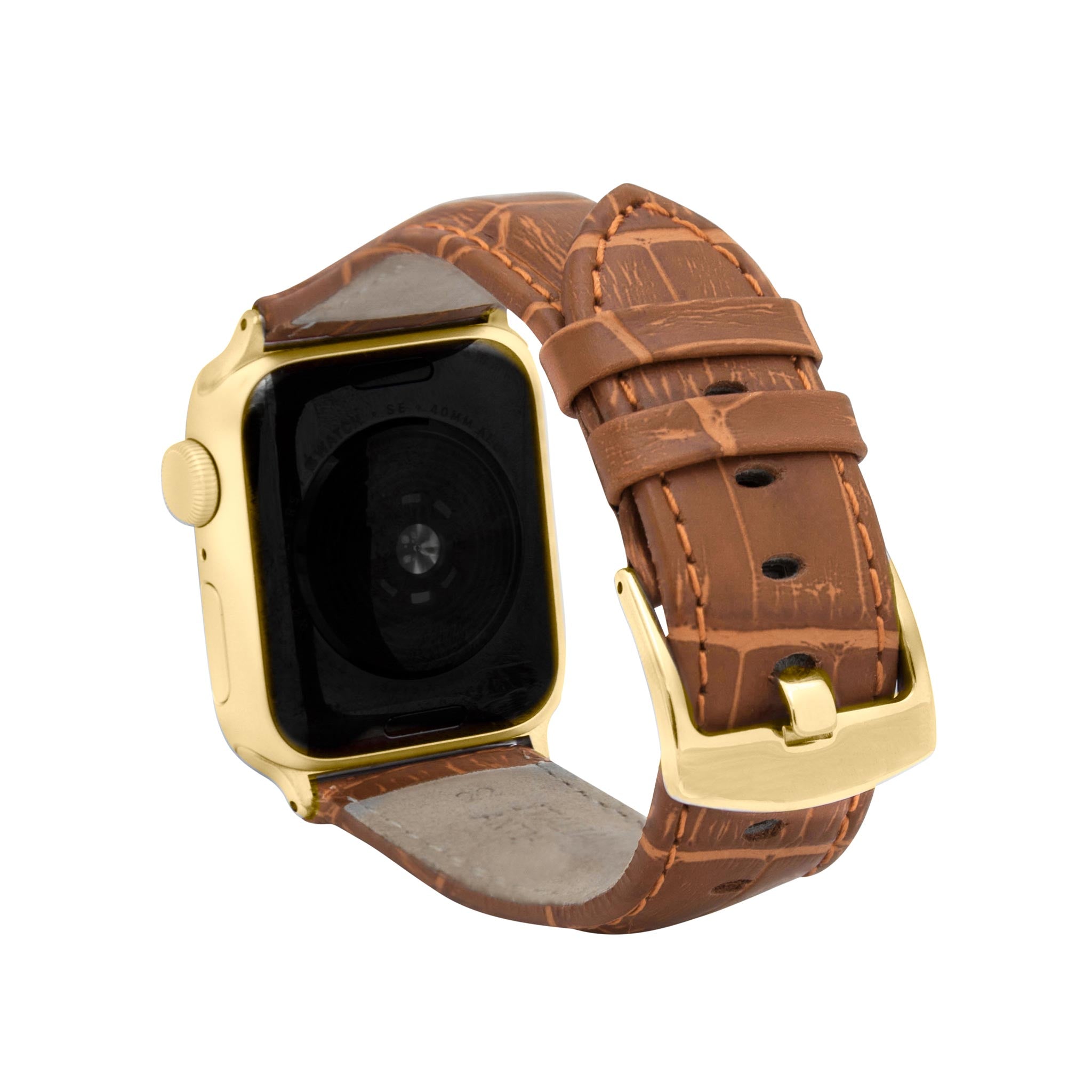 Bandini Mens Classic Leather Watch Band for Apple Watch - Alligator Pattern