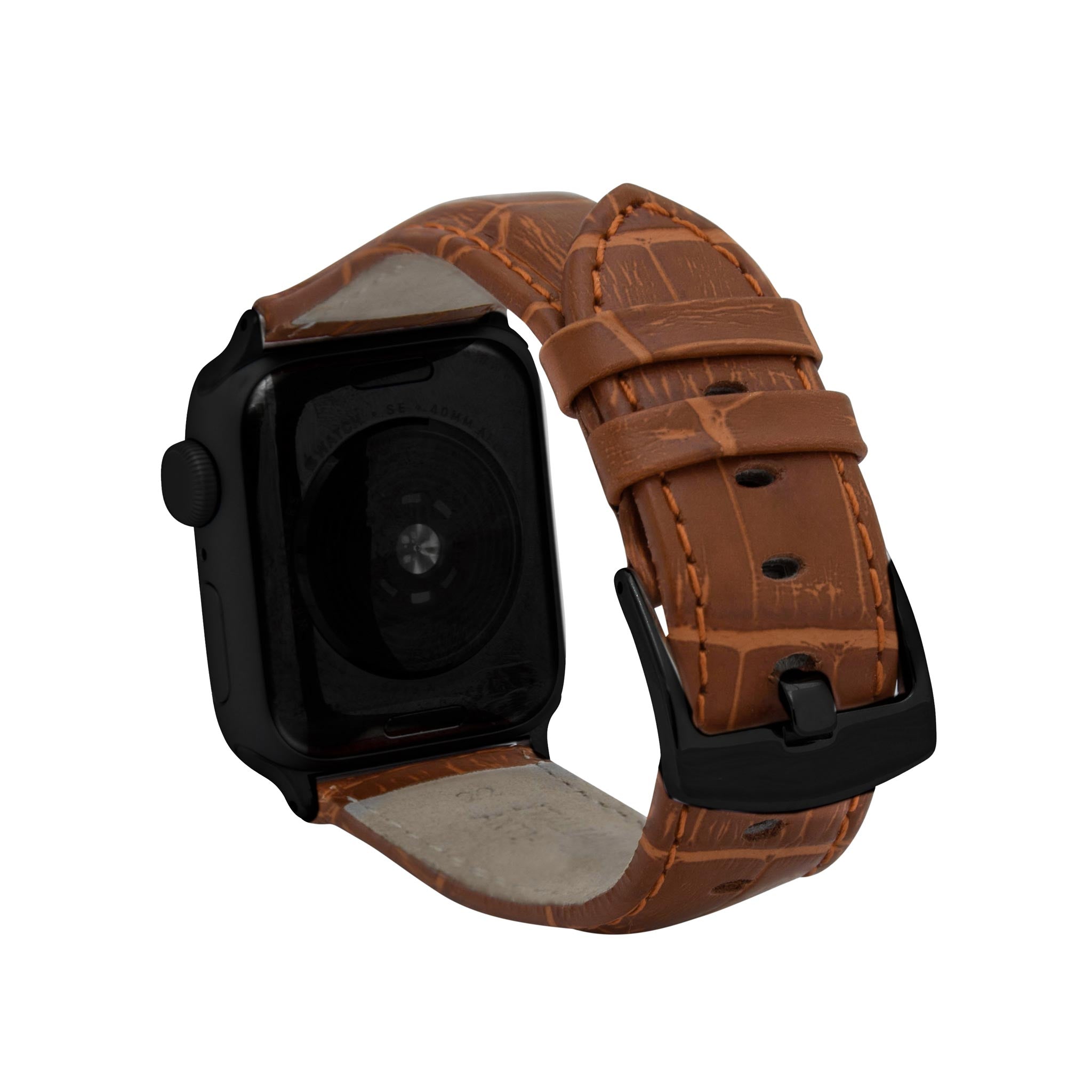 Bandini Mens Classic Leather Watch Band for Apple Watch - Alligator Pattern