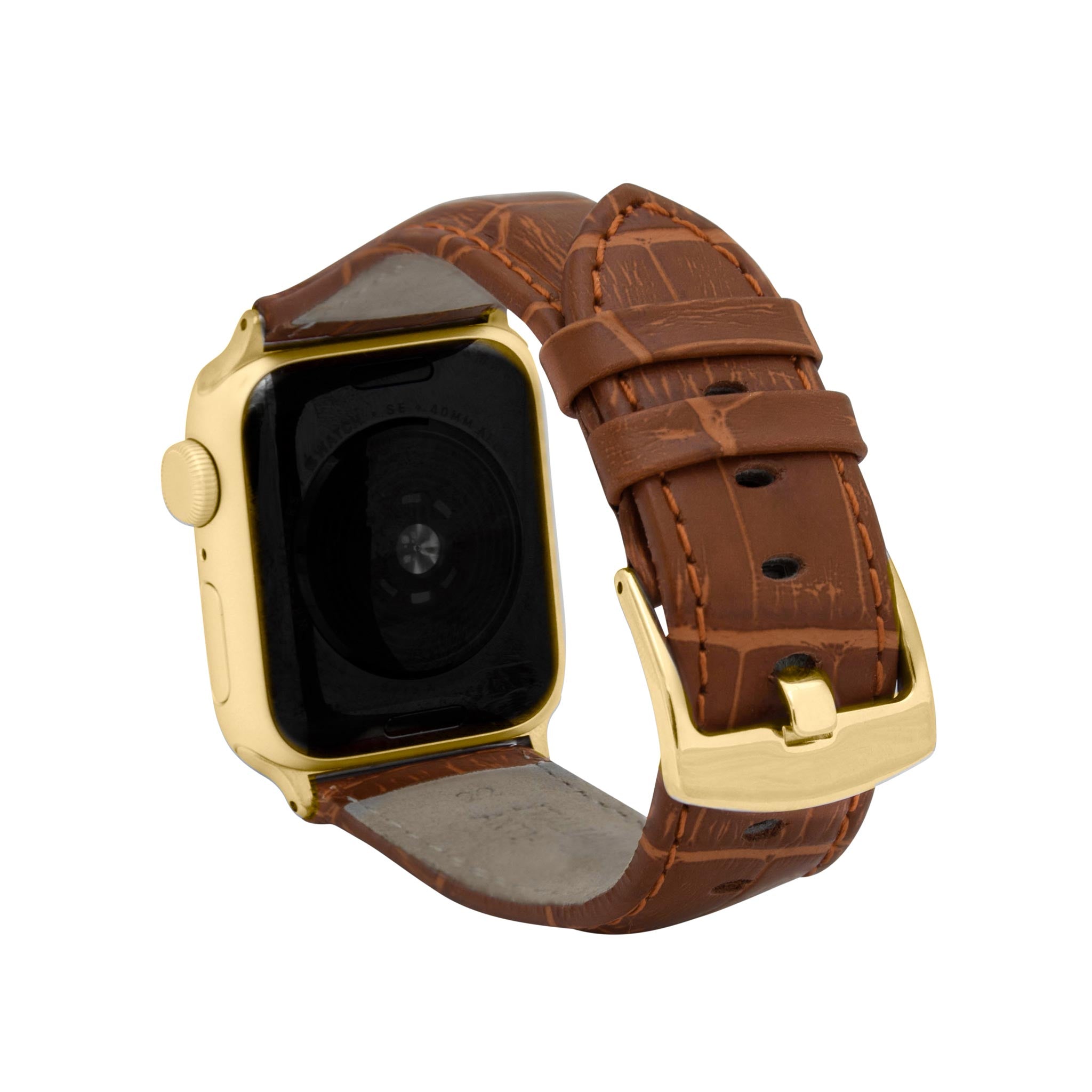 Bandini Mens Classic Leather Watch Band for Apple Watch - Alligator Pattern