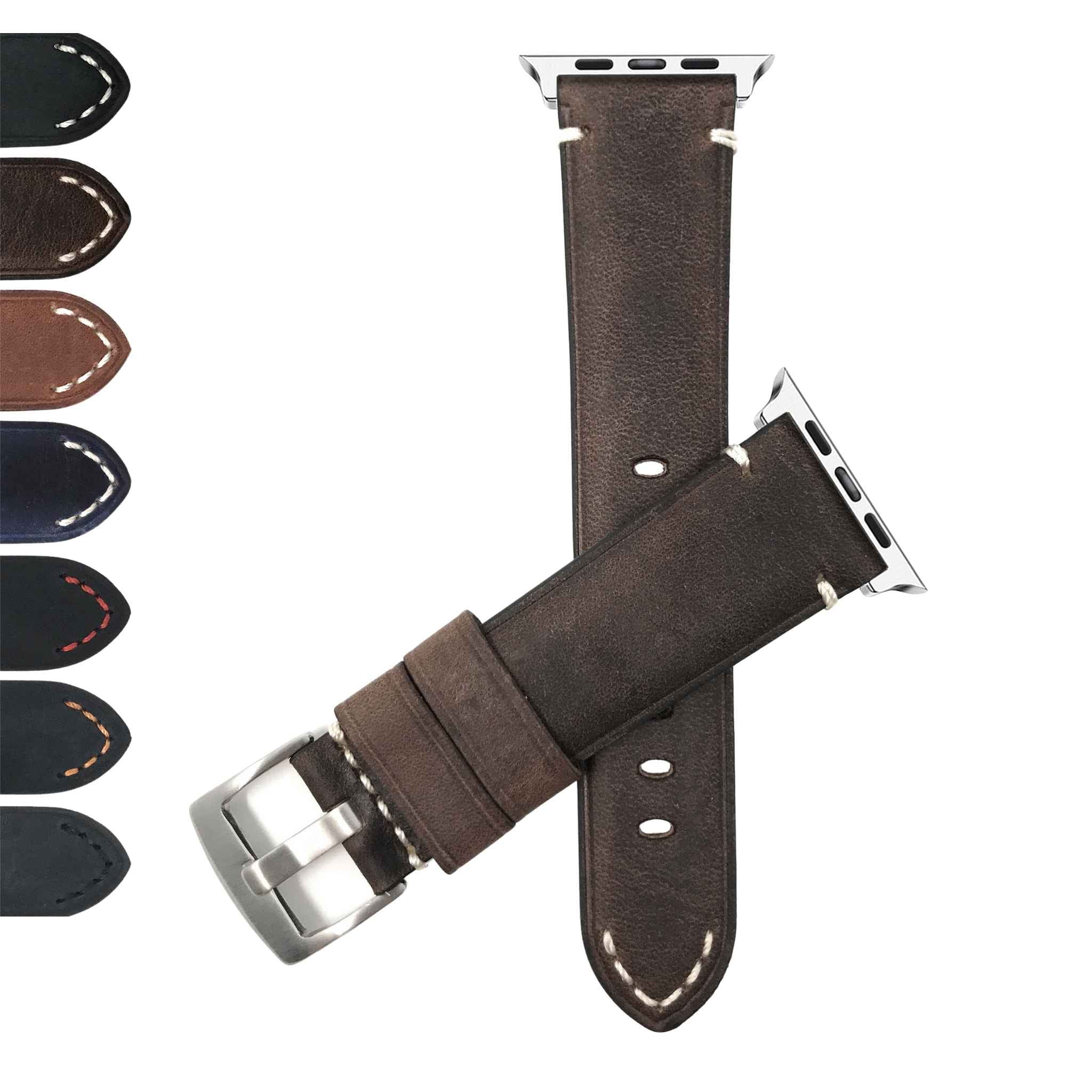 Bandini Mens Vintage Distressed Leather Watch Band for Apple Watch