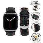 Bandini Mens Leather Carbon Fiber Watch Band for Apple Watch