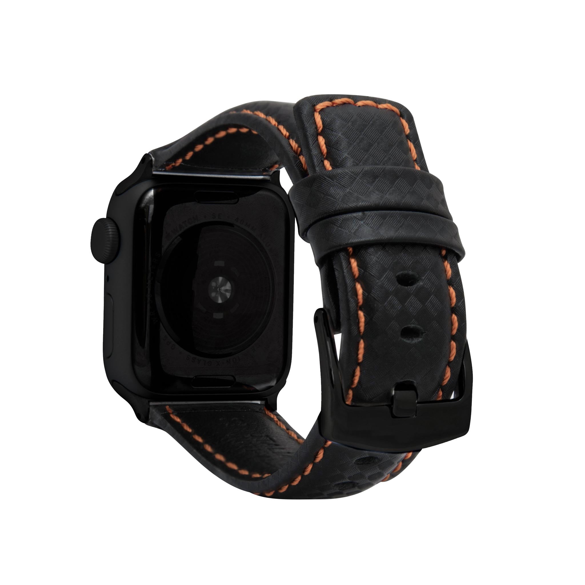 Bandini Mens Leather Carbon Fiber Watch Band for Apple Watch