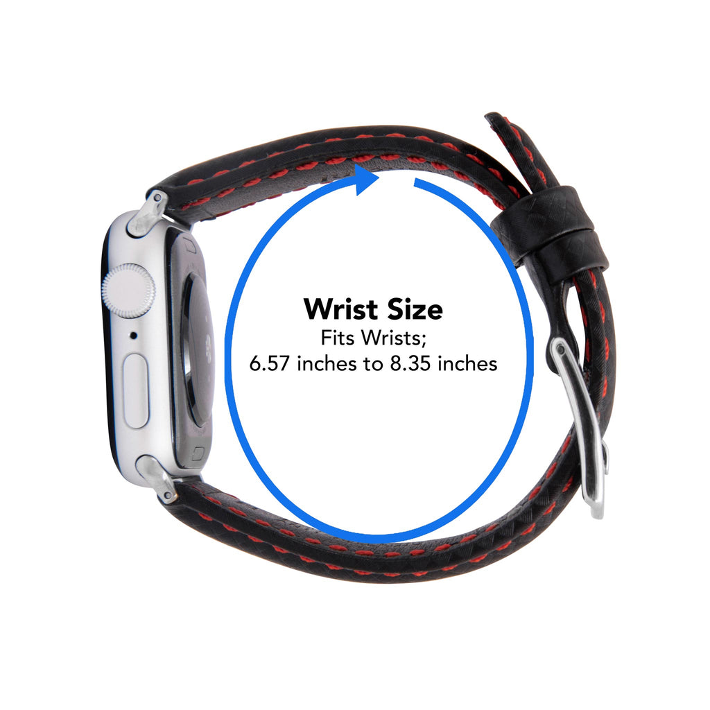Bandini Mens Leather Carbon Fiber Watch Band for Apple Watch