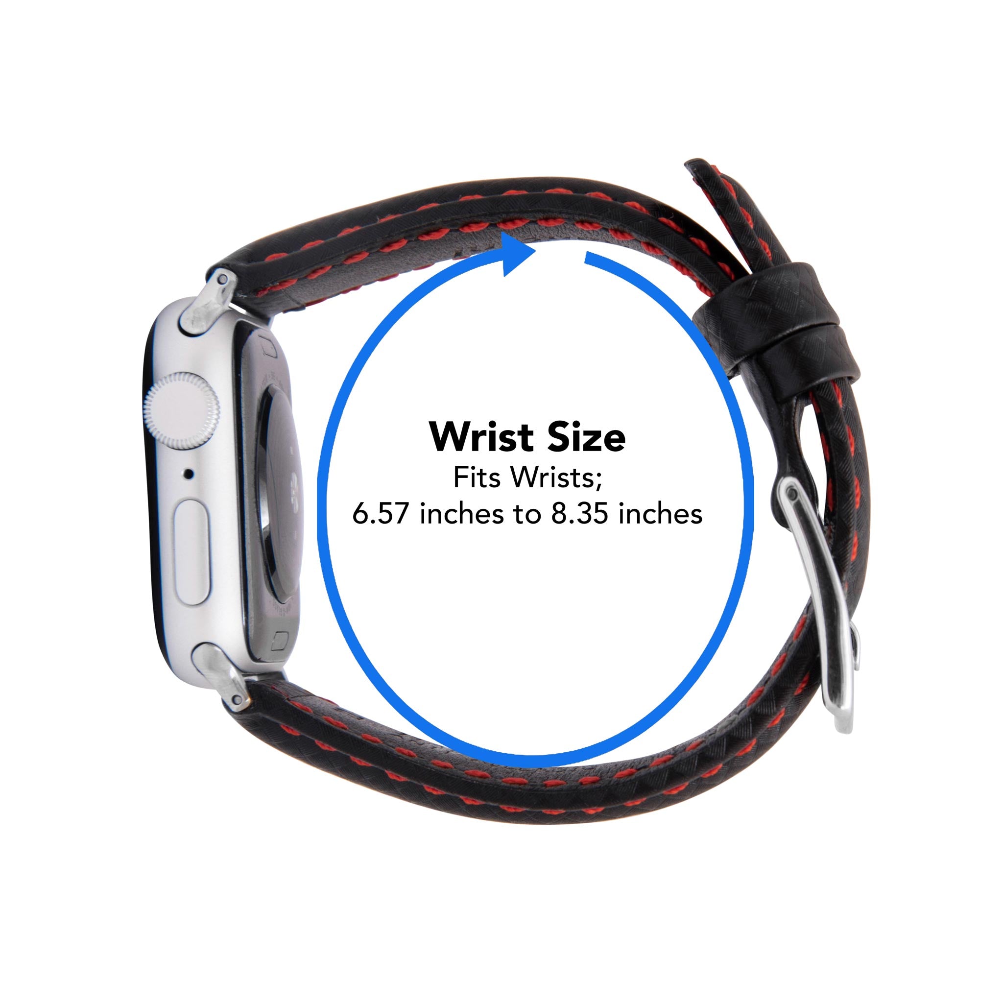 Bandini Mens Leather Carbon Fiber Watch Band for Apple Watch