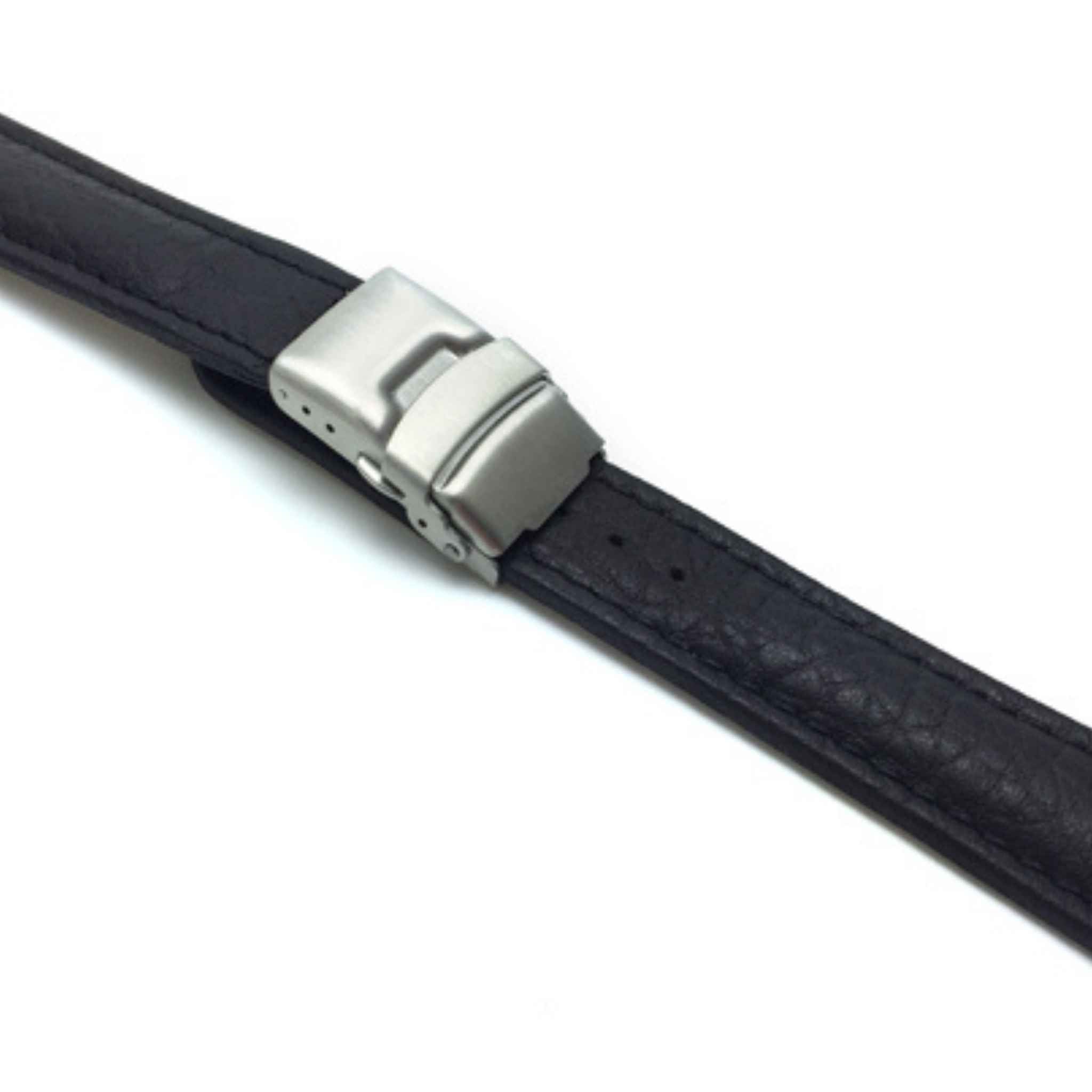 Bandini Padded Leather Watch Band with Deployment Clasp for Apple Watch