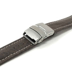 Bandini Padded Leather Watch Band with Deployment Clasp for Apple Watch - White Stitch