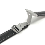 Bandini Padded Leather Watch Band with Deployment Clasp for Apple Watch - White Stitch