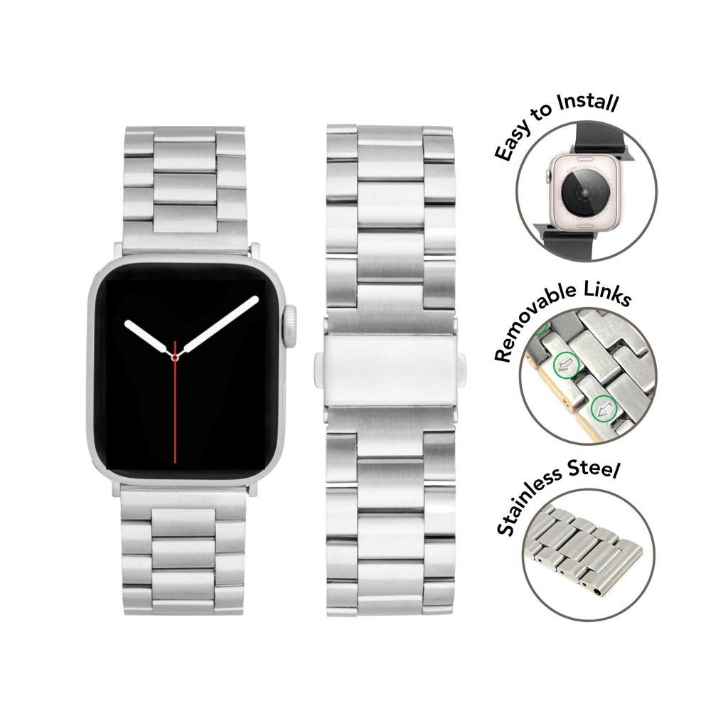Bandini Stainless Steel Metal Watch Band for Apple Watch - Butterfly Clasp