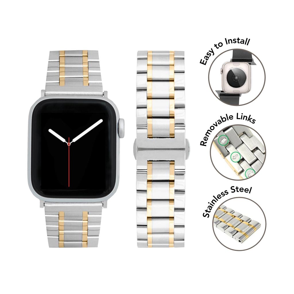 Bandini Stainless Steel Watch Band for Apple Watch, Butterfly Clasp