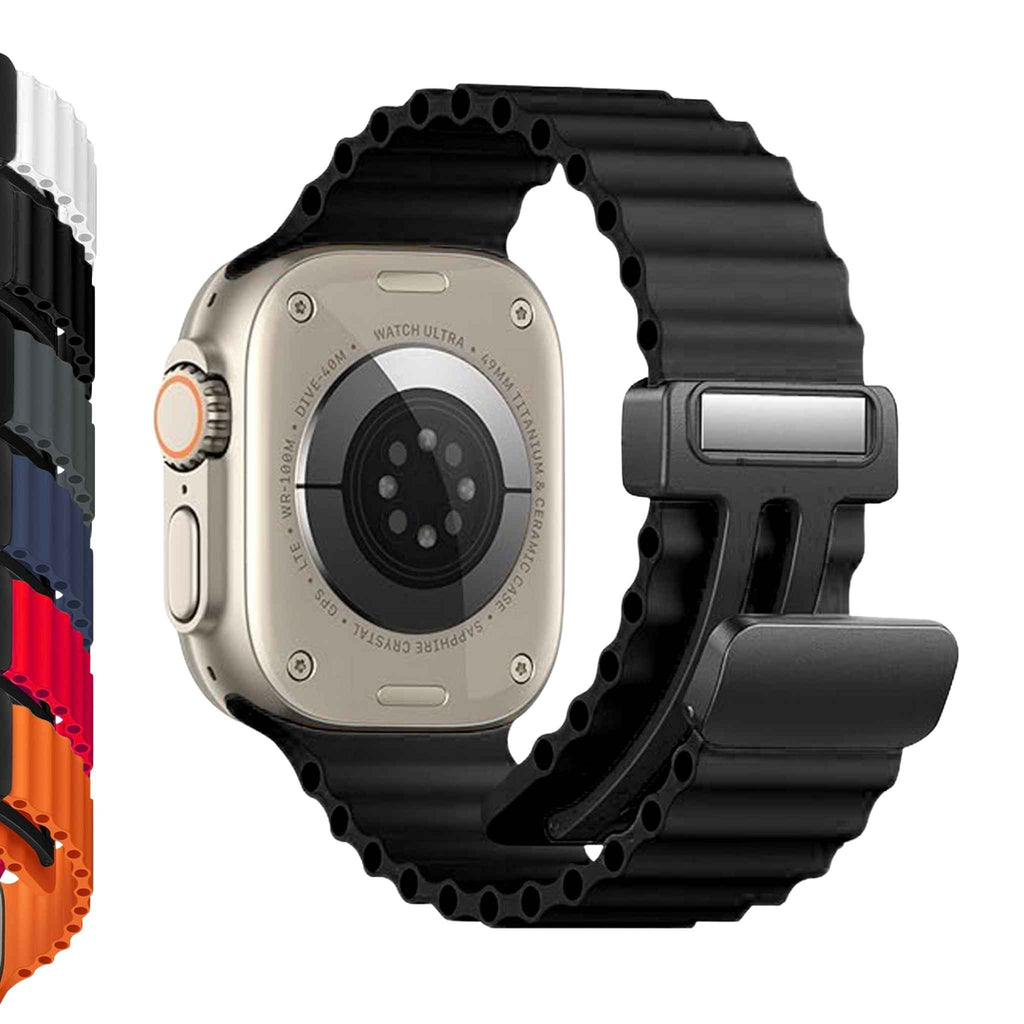 Bandini Silicone Watch Band for Apple Watch with Magnetic Clasp - Ocean Ripple