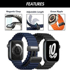 Bandini Silicone Watch Band for Apple Watch with Magnetic Clasp - Ocean Ripple