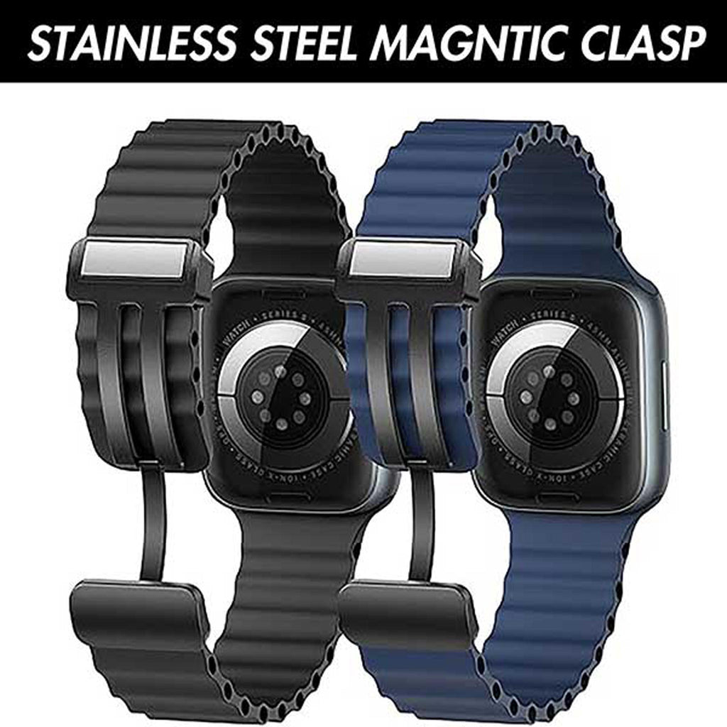 Bandini Silicone Watch Band for Apple Watch with Magnetic Clasp - Ocean Ripple