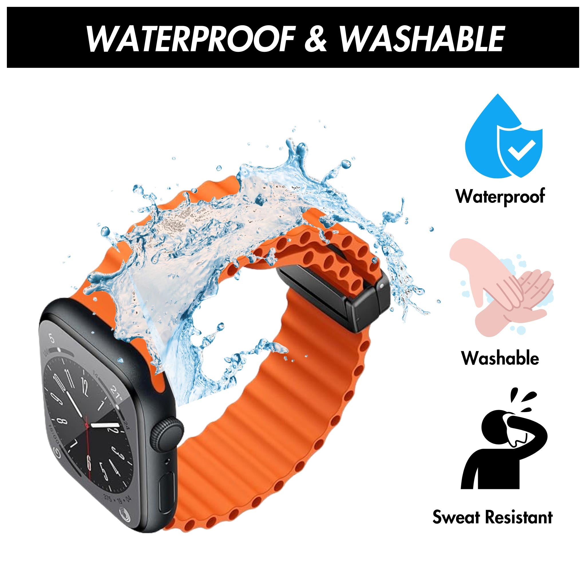 Bandini Silicone Watch Band for Apple Watch with Magnetic Clasp - Ocean Ripple